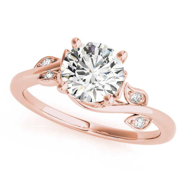 Open Leaf Diamond Engagement Ring In 14K Rose Gold