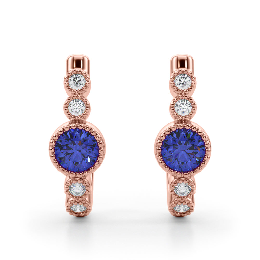 14K Sapphire Diamond Earring – Rondels Jewelry | Engagement Rings ...