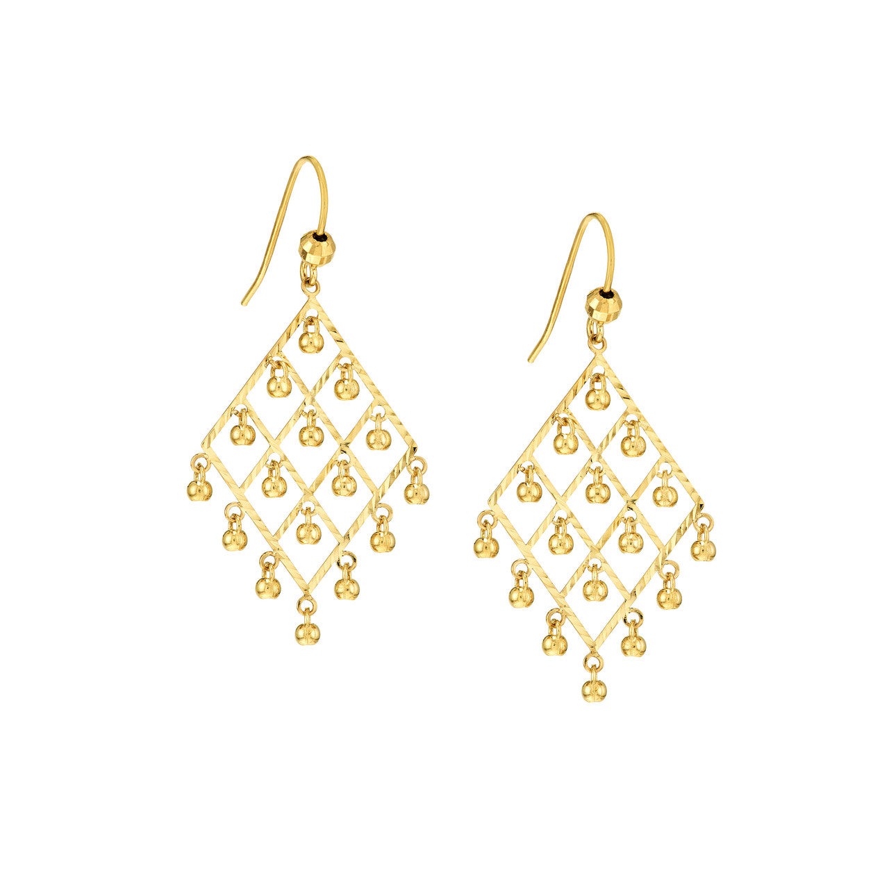 14K Beaded Diamond-Shape Chandelier Earrings – Rondels Jewelry ...